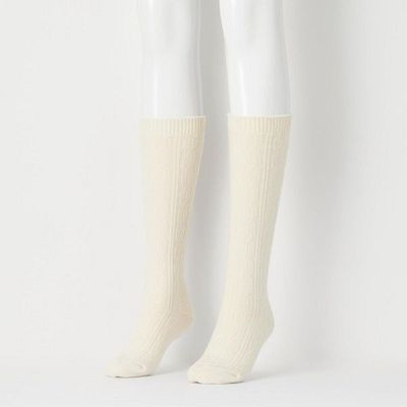 Calcetines Uniqlo HEATTECH Knee High Mujer Blancas | 666773