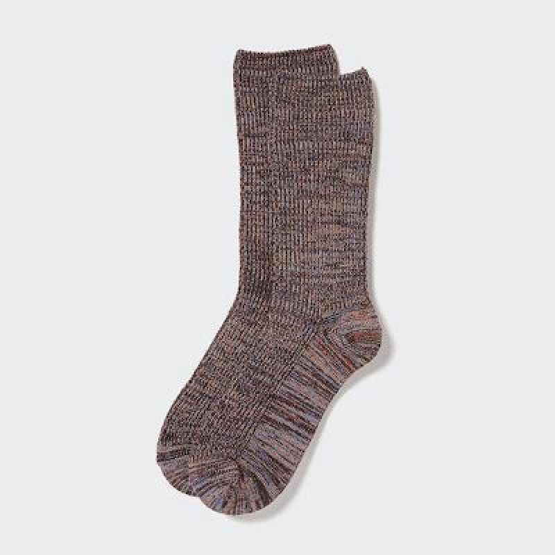 Calcetines Uniqlo HEATTECH Loose Ribbed Mujer Marrones | 7490583