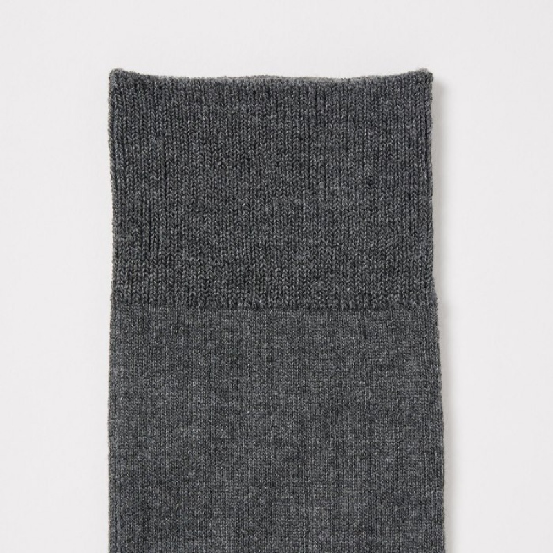 Calcetines Uniqlo HEATTECH Ribbed Knee-High Mujer Gris | 6159676