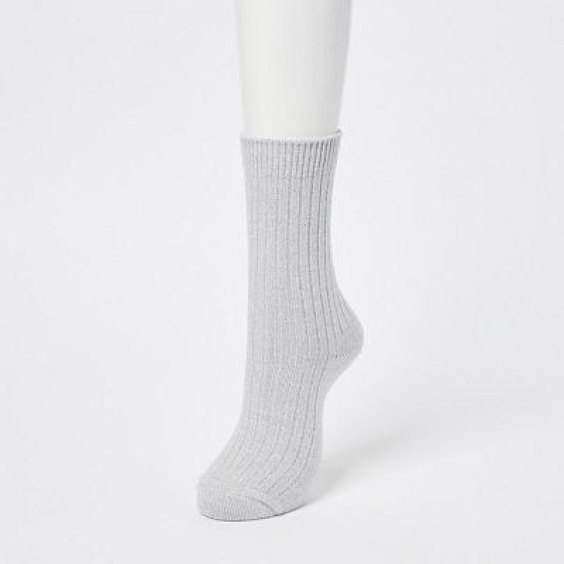 Calcetines Uniqlo HEATTECH Ribbed Mujer Gris | 7482231