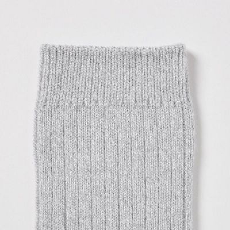 Calcetines Uniqlo HEATTECH Ribbed Mujer Gris | 7482231