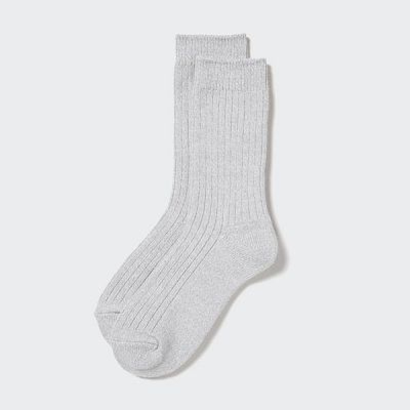 Calcetines Uniqlo HEATTECH Ribbed Mujer Gris | 7482231