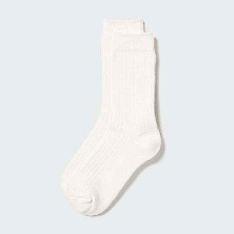 Calcetines Uniqlo HEATTECH Ribbed Mujer Blancas | 8735041
