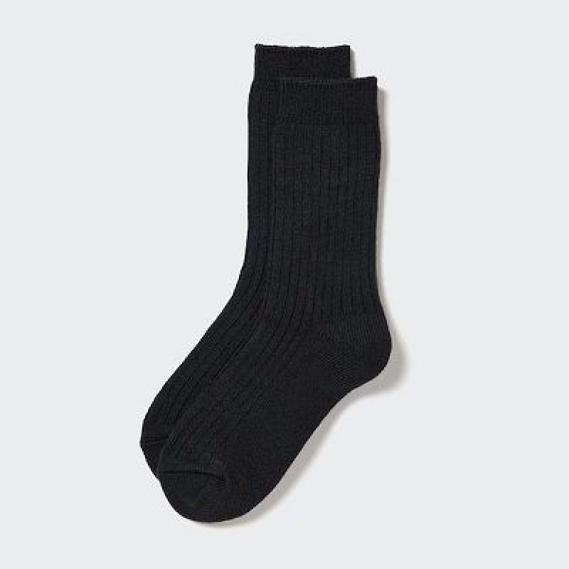Calcetines Uniqlo HEATTECH Ribbed Mujer Negras | 2477175