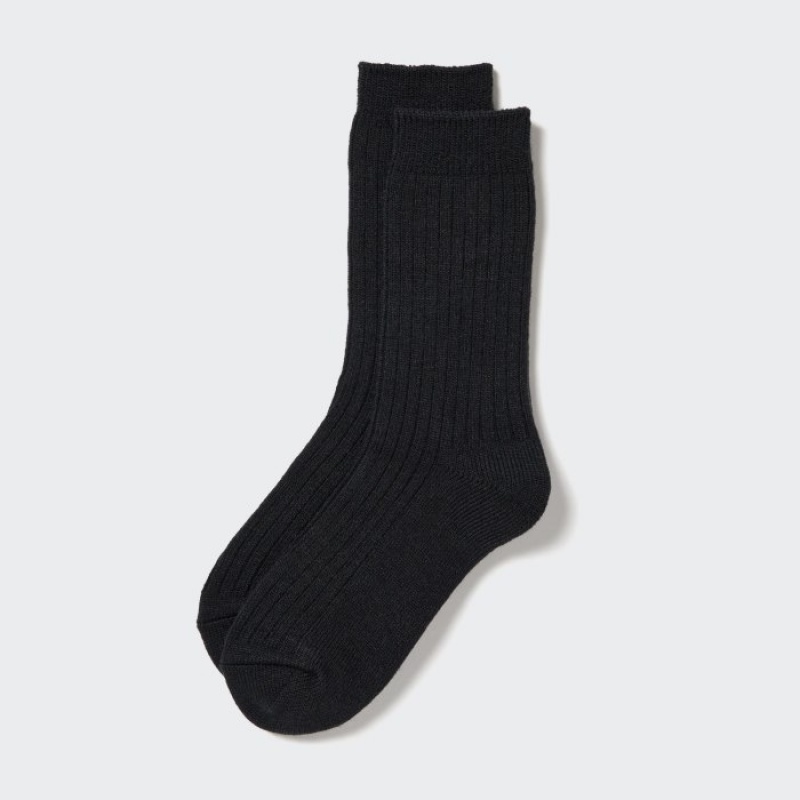 Calcetines Uniqlo HEATTECH Ribbed Mujer Negras | 1263122