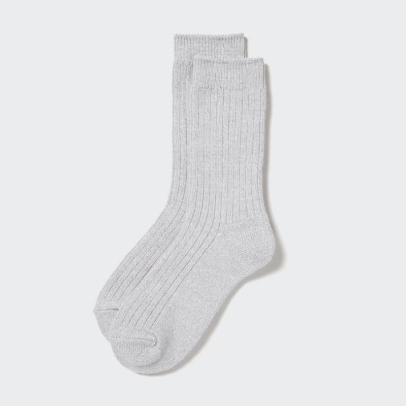 Calcetines Uniqlo HEATTECH Ribbed Mujer Gris | 4482764