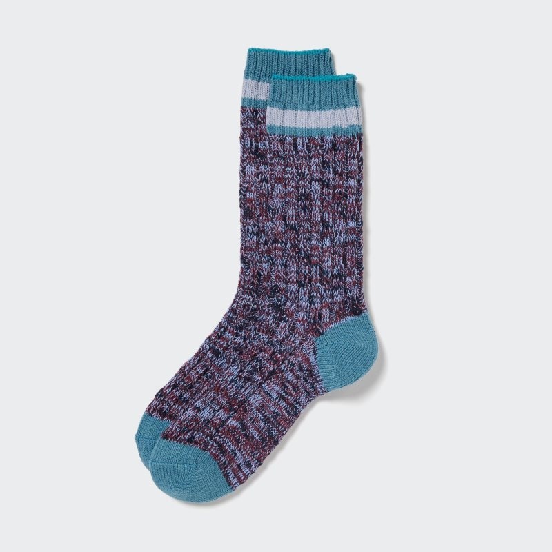 Calcetines Uniqlo Heattech Slub Ribbed Hombre Azules | 5061383