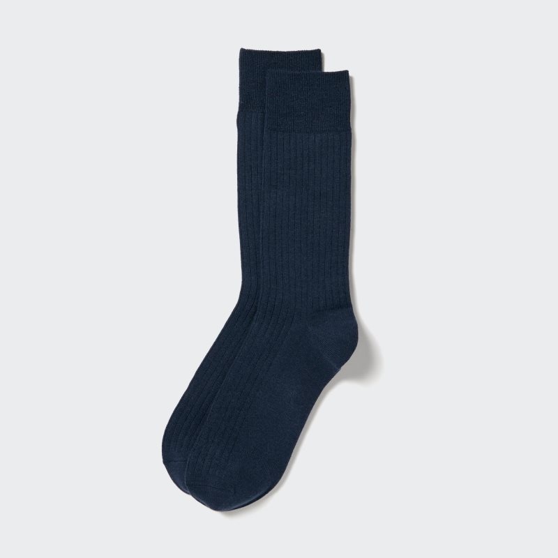 Calcetines Uniqlo Heattech Wide Ribbed Hombre Azul Marino | 3287269