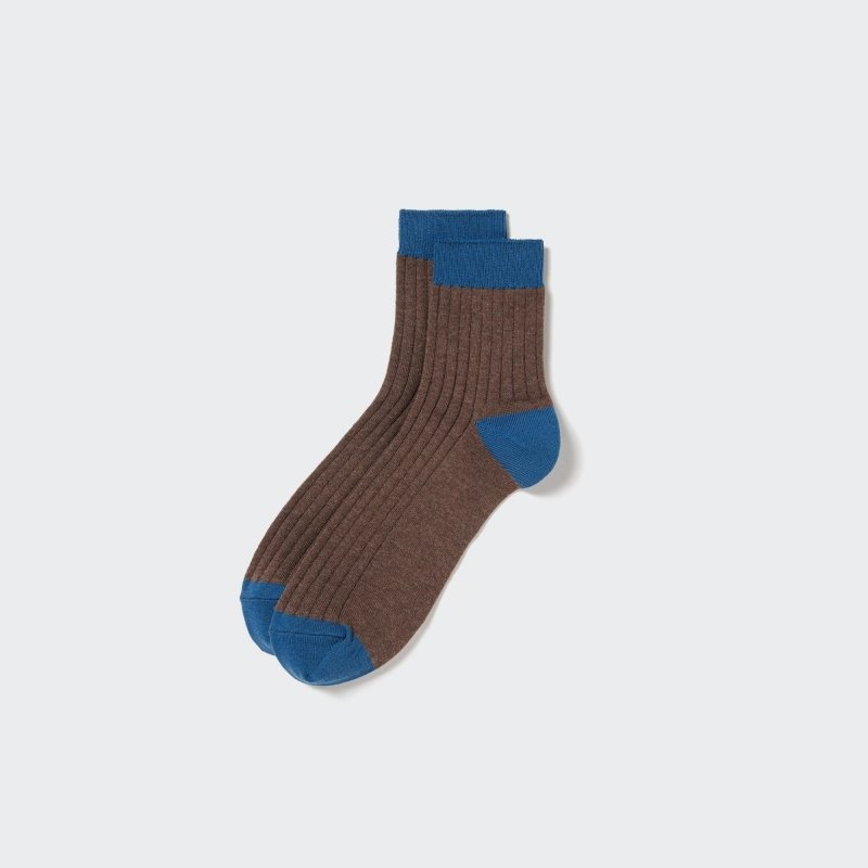 Calcetines Uniqlo Ribbed Half Hombre Marrones | 5121619
