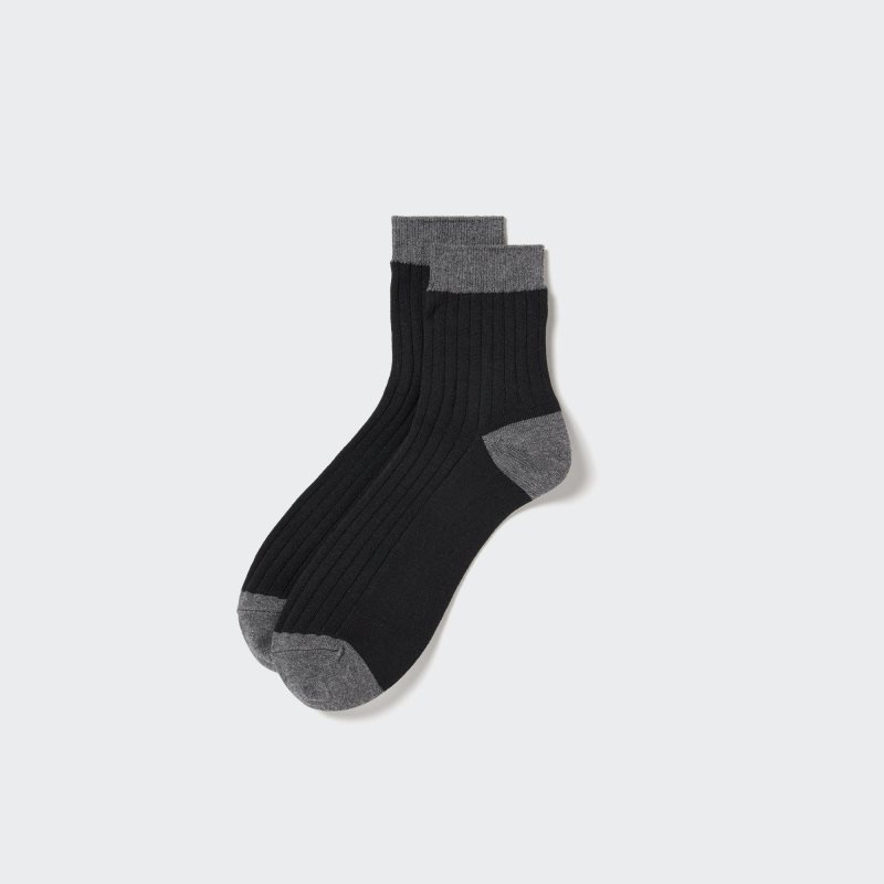 Calcetines Uniqlo Ribbed Half Hombre Negras | 7239813