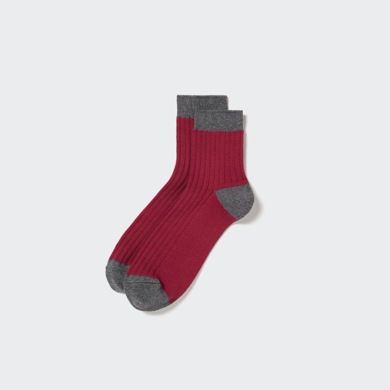 Calcetines Uniqlo Ribbed Half Hombre Rojas | 3503280