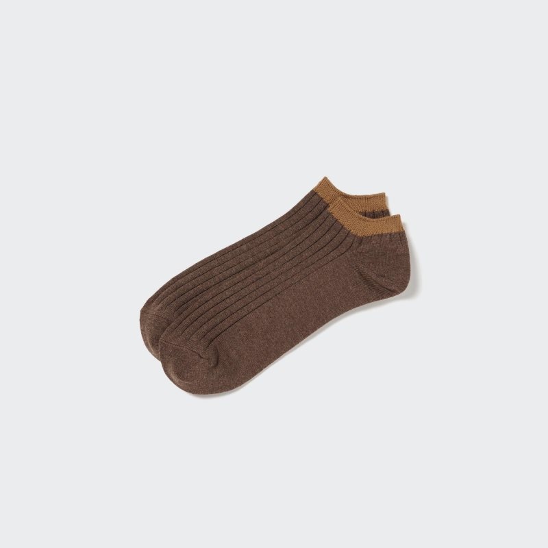 Calcetines Uniqlo Ribbed Short Hombre Marrones | 298161