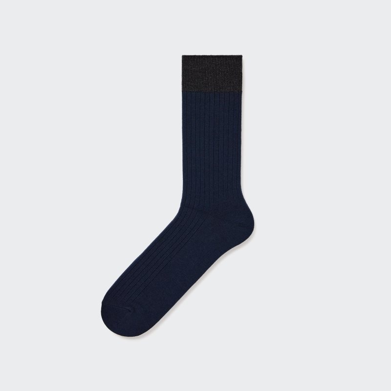 Calcetines Uniqlo Silket Ribbed Hombre Azul Marino | 797252
