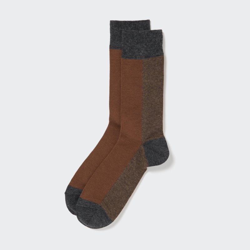 Calcetines Uniqlo Striped Hombre Marrones | 6916009