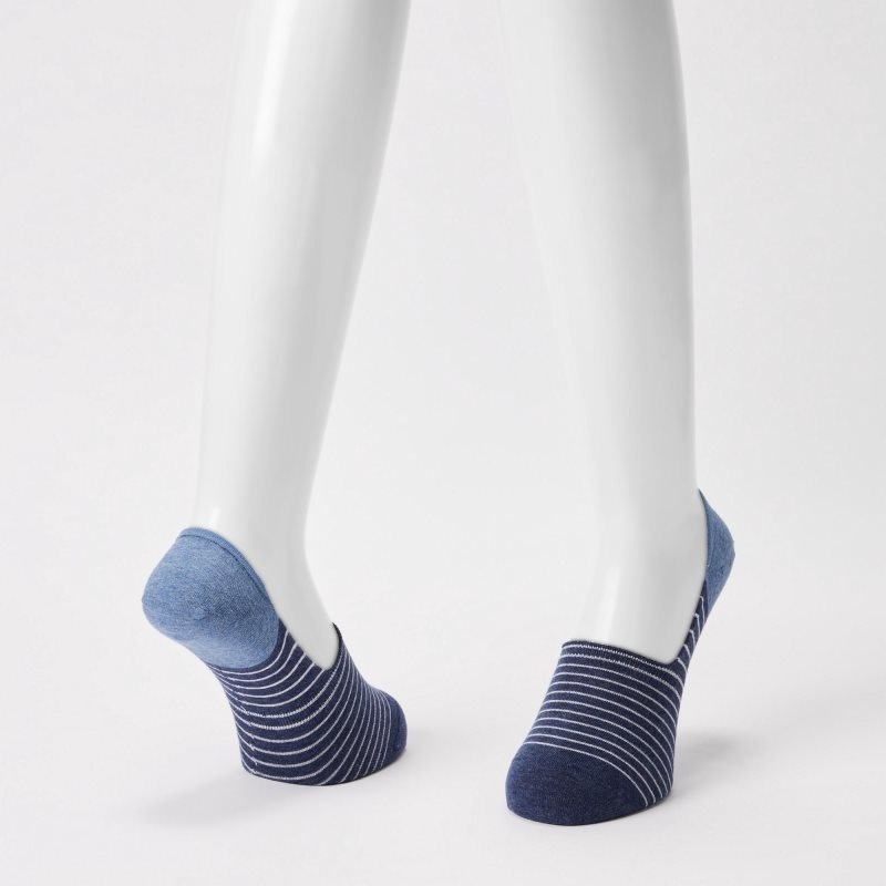 Calcetines Uniqlo Striped Low Cut Hombre Azules | 336164