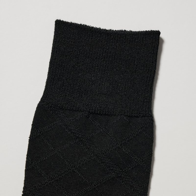 Calcetines Uniqlo Supima Cotton Links Checked Hombre Negras | 4200676