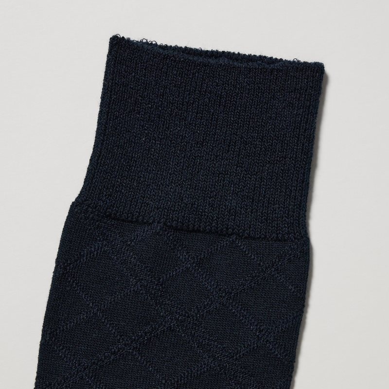 Calcetines Uniqlo Supima Cotton Links Checked Hombre Azul Marino | 641462