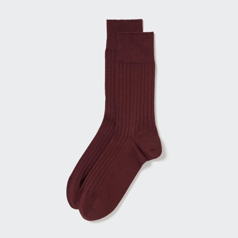 Calcetines Uniqlo Supima Cotton Wide Ribbed Hombre Burdeos | 4320435