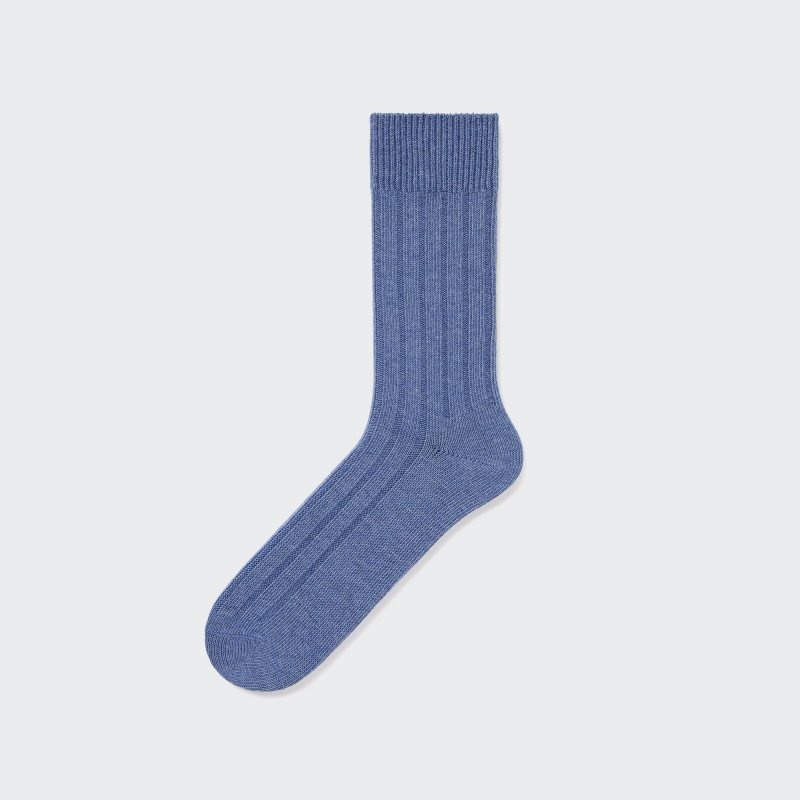 Calcetines Uniqlo Wide-ribbed Hombre Azules | 3820347