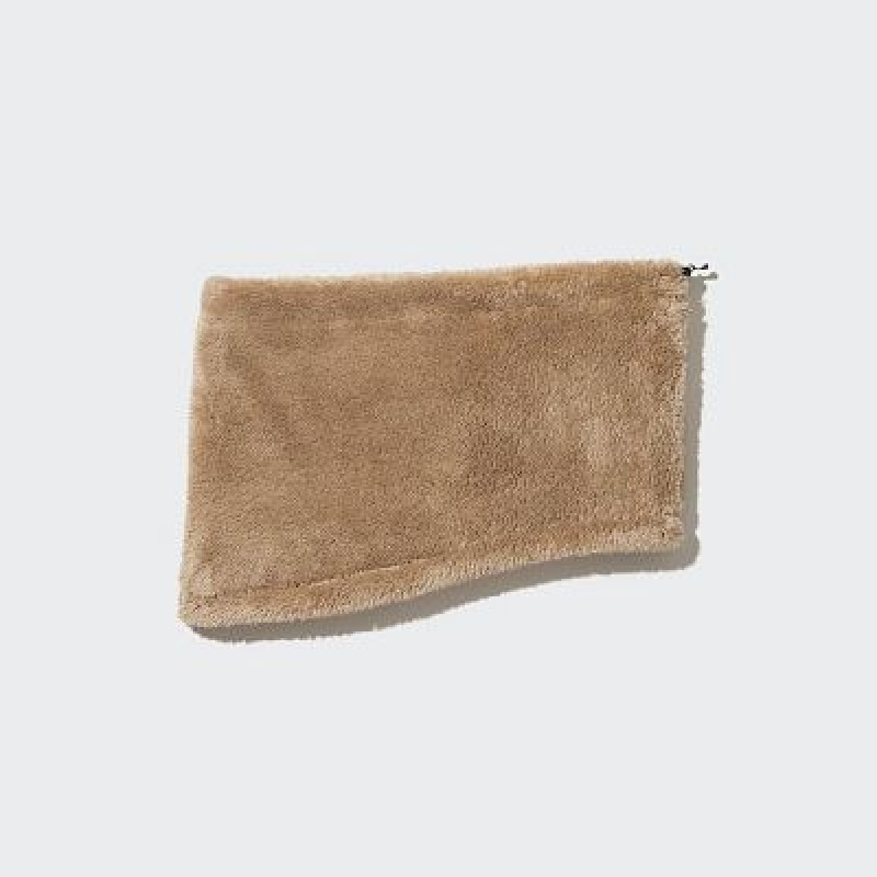 Calentador De Cuello Uniqlo HEATTECH Fluffy Yarn Mujer Beige | 9111617