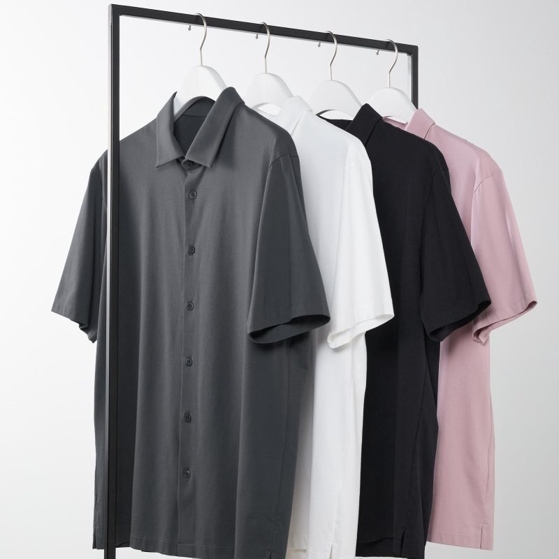 Camisa Polo Uniqlo Airism Full Open Short-sleeve Hombre Negras | 8114062