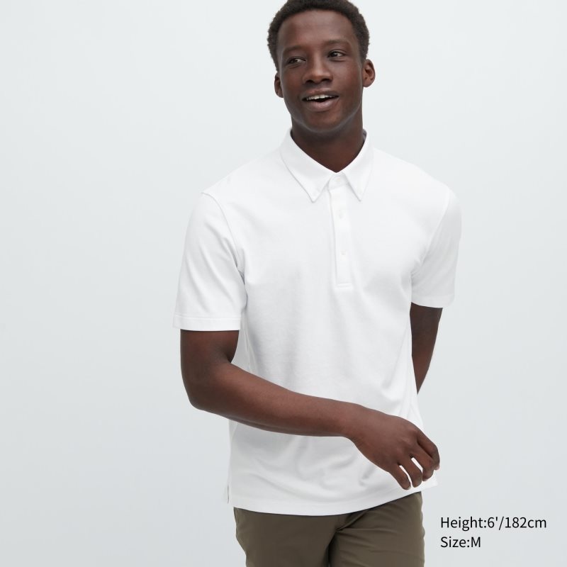 Camisa Polo Uniqlo Airism Pique Short-sleeve Hombre Blancas | 8989569