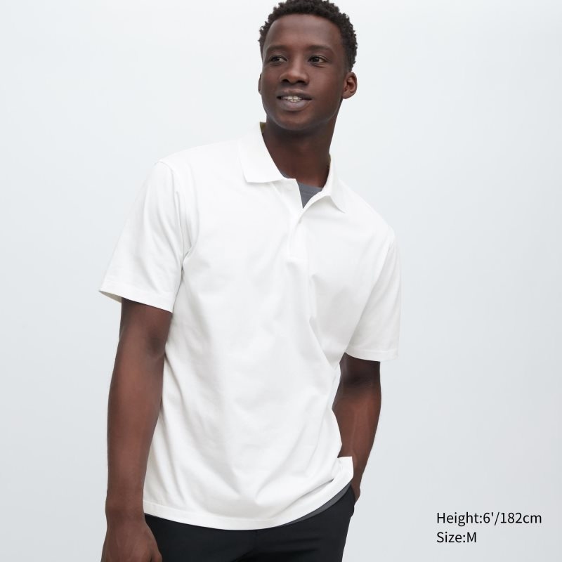 Camisa Polo Uniqlo Airism Regular Collar Hombre Blancas | 2444024