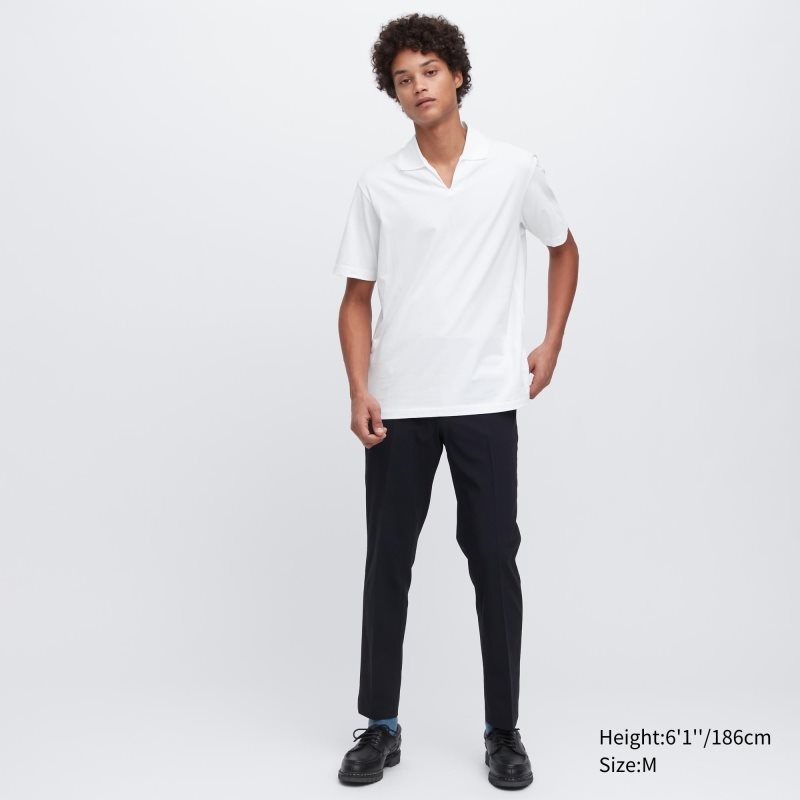 Camisa Polo Uniqlo Airism Skipper Collar Hombre Gris | 210948