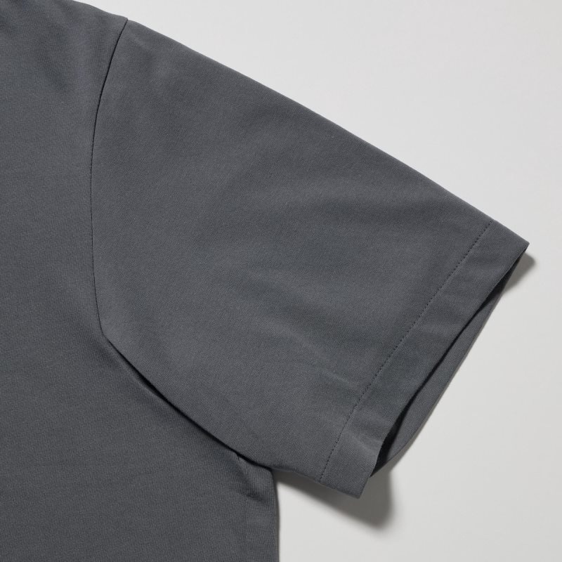 Camisa Polo Uniqlo Airism Skipper Collar Hombre Gris | 210948
