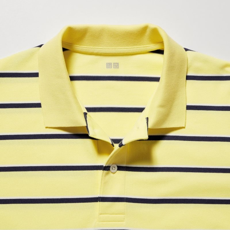 Camisa Polo Uniqlo Dry Pique Striped Short-sleeve Hombre Amarillo | 7086676