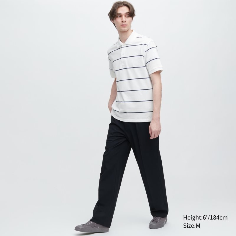 Camisa Polo Uniqlo Dry Pique Striped Short-sleeve Hombre Verde | 7628705