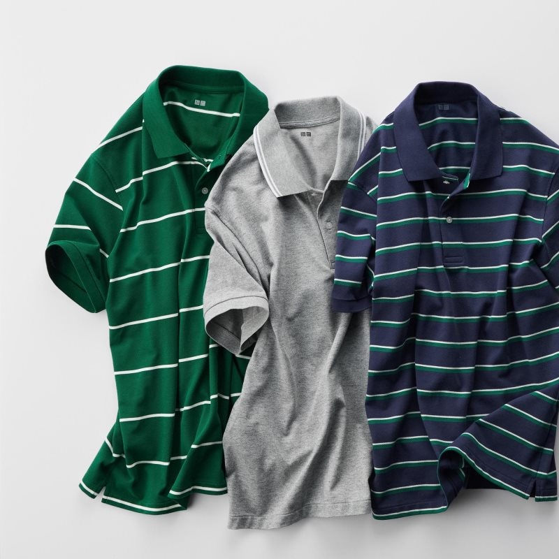 Camisa Polo Uniqlo Dry Pique Striped Short-sleeve Hombre Blancas | 2266304