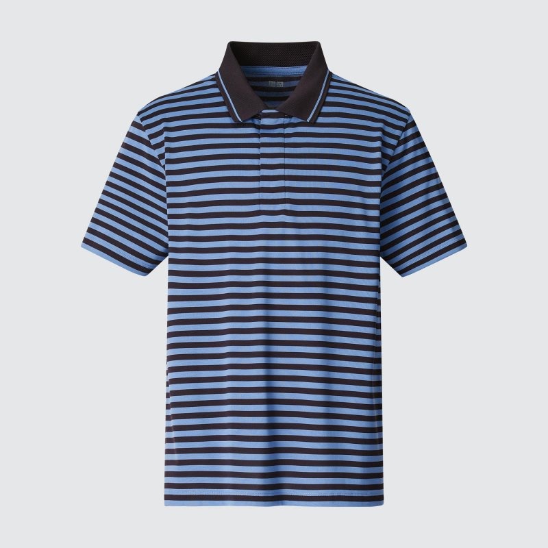 Camisa Polo Uniqlo Dry-ex Short-sleeve Striped Adam Scott Hombre Azules | 226808