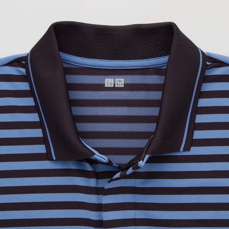 Camisa Polo Uniqlo Dry-ex Short-sleeve Striped Adam Scott Hombre Azules | 226808
