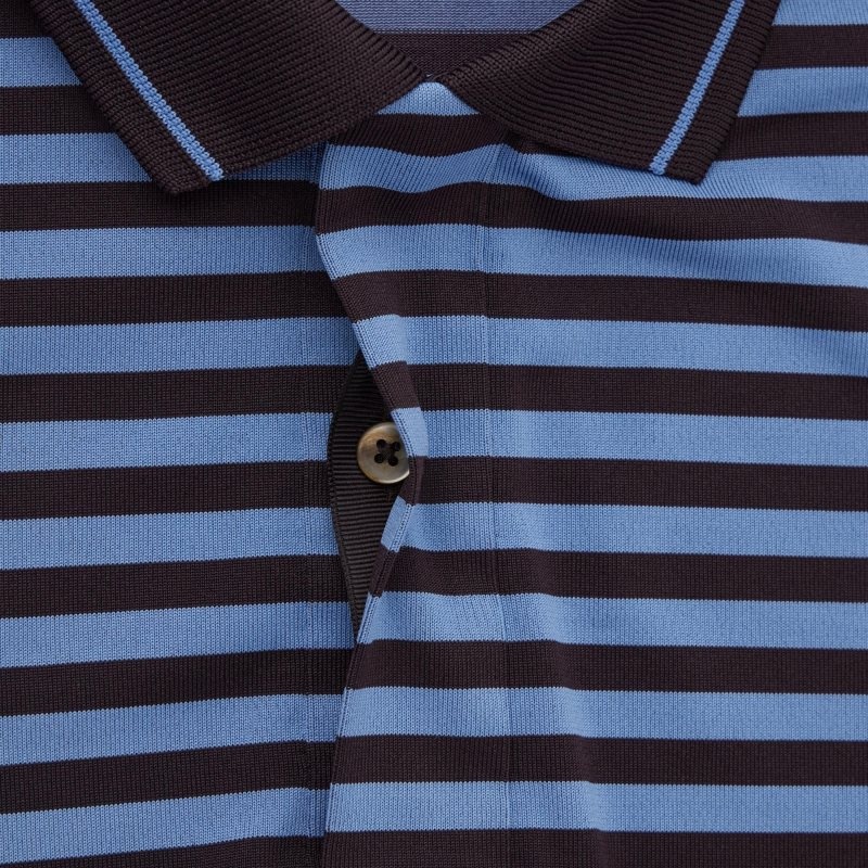 Camisa Polo Uniqlo Dry-ex Short-sleeve Striped Adam Scott Hombre Azules | 226808