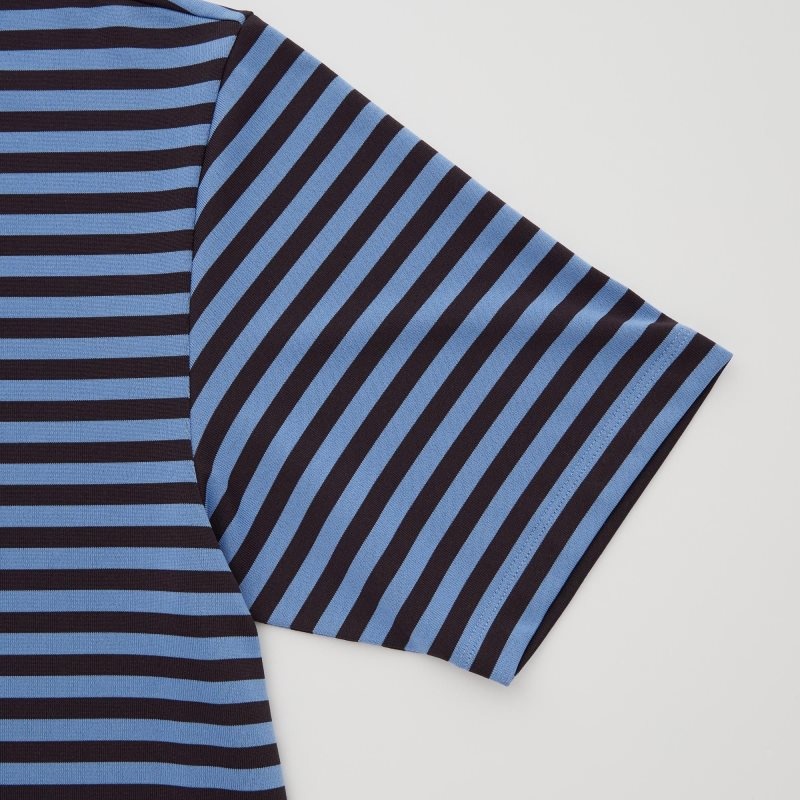 Camisa Polo Uniqlo Dry-ex Short-sleeve Striped Adam Scott Hombre Azules | 226808