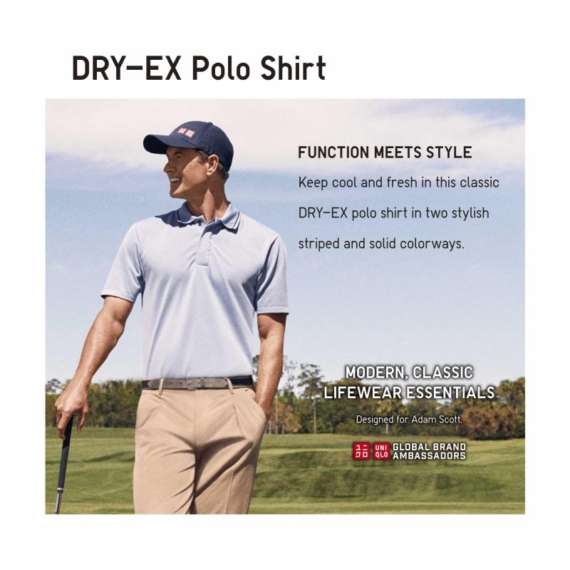 Camisa Polo Uniqlo Dry-ex Short-sleeve Striped Collar Adam Scott Hombre Azules | 4819013