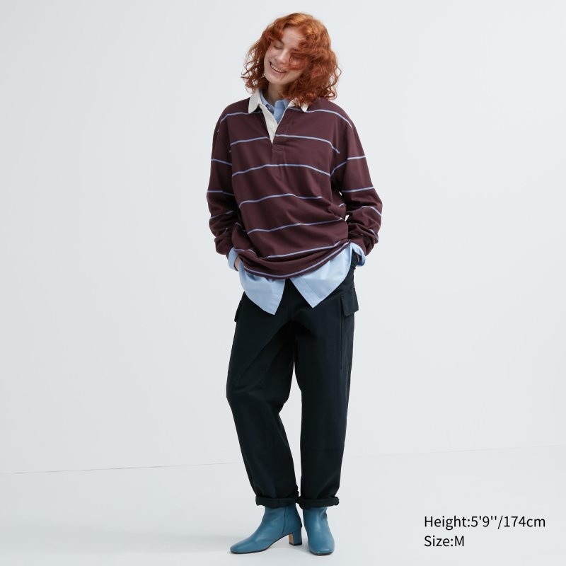 Camisa Polo Uniqlo Rugger Long-sleeve Hombre Burdeos | 1764155