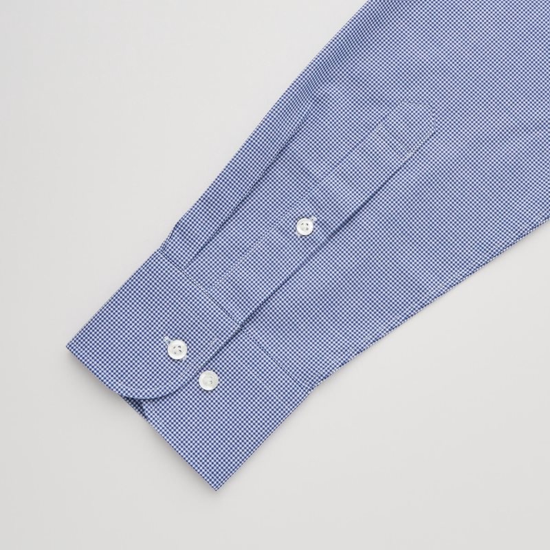 Camisas Uniqlo Easy Care Checked Stretch Slim-fit Long-sleeve Hombre Azules | 9599259