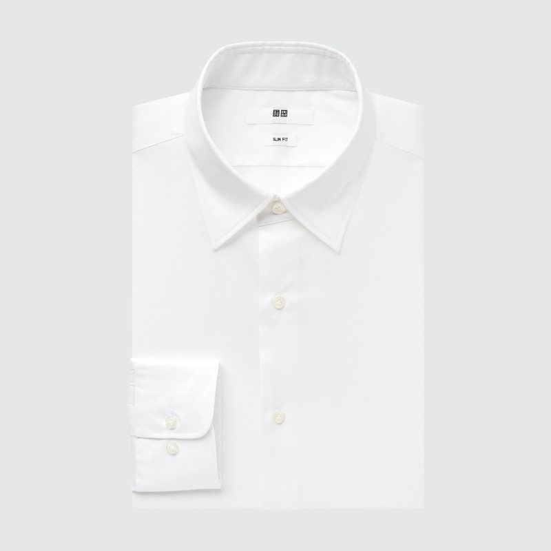 Camisas Uniqlo Easy Care Stretch Slim Fit Long-sleeve Hombre Blancas | 2864110