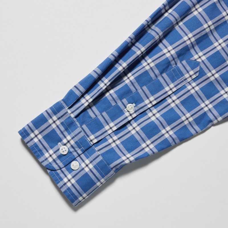 Camisas Uniqlo Extra Fine Cotton Broadcloth Long-sleeve Hombre Azules | 3973005