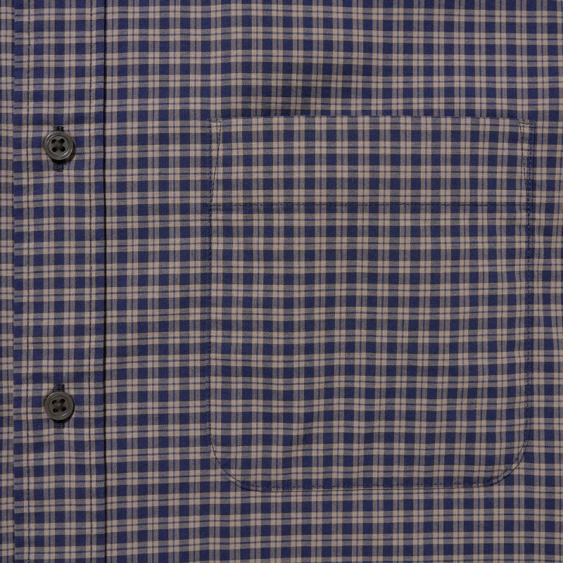 Camisas Uniqlo Extra Fine Cotton Broadcloth Checked Long-sleeve Hombre Marrones | 5946019