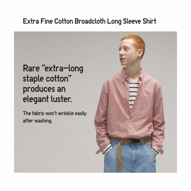 Camisas Uniqlo Extra Fine Cotton Broadcloth Long-sleeve Hombre Azules | 3776407