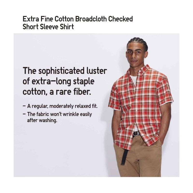 Camisas Uniqlo Extra Fine Cotton Short-sleeve Hombre Amarillo | 3288196
