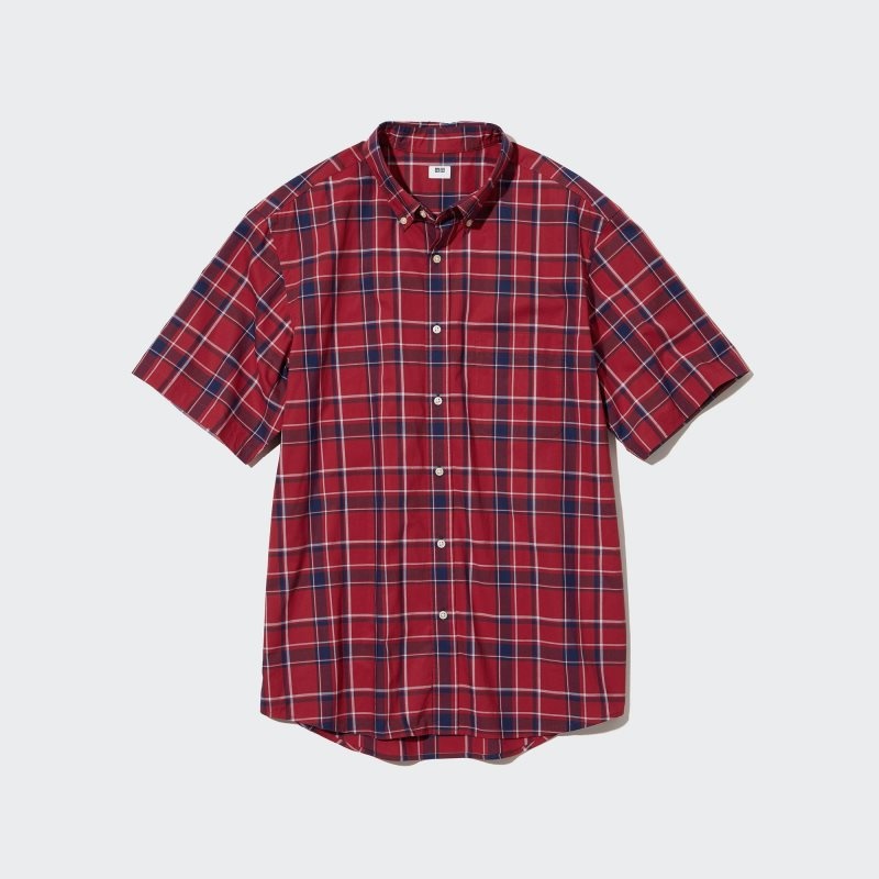 Camisas Uniqlo Extra Fine Cotton Short-sleeve Hombre Rojas | 7995978