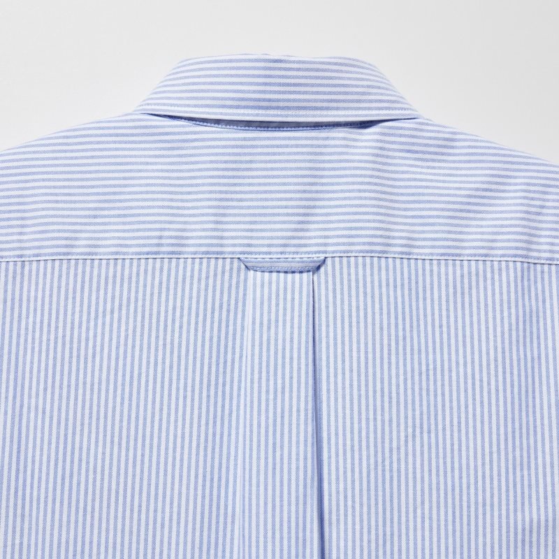 Camisas Uniqlo Oxford Striped Slim-fit Long-sleeve Hombre Azules | 8082188