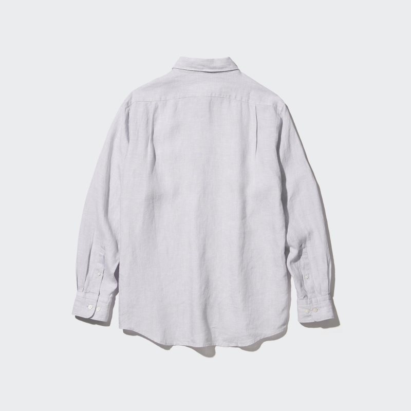 Camisas Uniqlo Premium Linen Long-sleeve Hombre Beige | 9170954