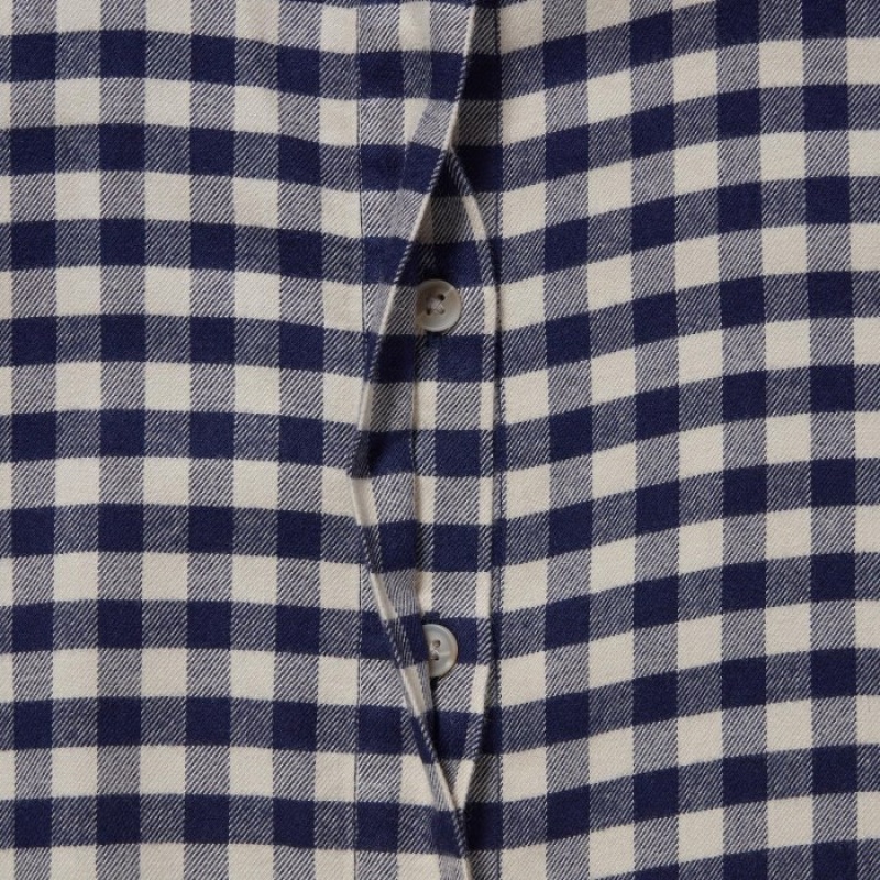 Camisas Uniqlo Soft Brushed Stand Collar Long-Sleeve Mujer Azules | 8057235