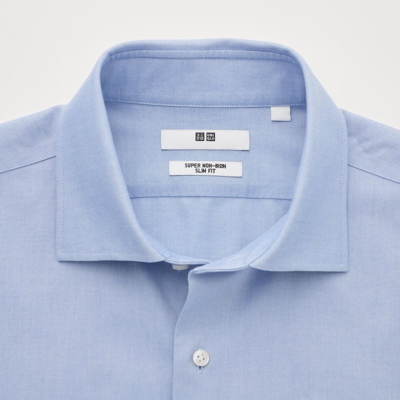 Camisas Uniqlo Super Non-iron Slim-fit Long-sleeve Semi-wide Collar Hombre Azules | 6878527