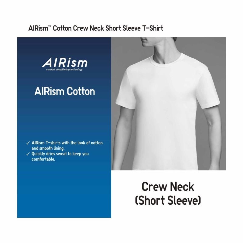 Camiseta Uniqlo Airism Cotton Crew Neck Hombre Negras | 6379857